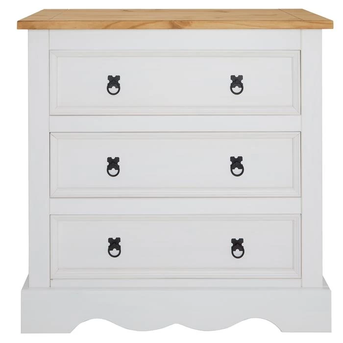 Kommode TEQUILA, Kiefer Massiv Weiß/braun, Mit 3 Schubladen, Mexiko 2 Kommode TEQUILA, Kiefer Massiv Weiß/braun, Mit 3 Schubladen, Mexiko – Bild 2