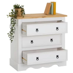 Kommode TEQUILA, Kiefer Massiv Weiß/braun, Mit 3 Schubladen, Mexiko 8 Kommode TEQUILA, Kiefer Massiv Weiß/braun, Mit 3 Schubladen, Mexiko -Berühmt Möbel 80811 2