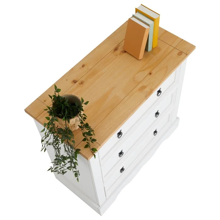 Kommode TEQUILA, Kiefer Massiv Weiß/braun, Mit 3 Schubladen, Mexiko 4 Kommode TEQUILA, Kiefer Massiv Weiß/braun, Mit 3 Schubladen, Mexiko – Bild 4