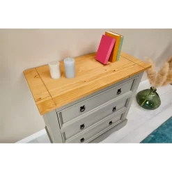 Kommode TEQUILA, Kiefer Massiv Grau/braun, Mit 3 Schubladen, Mexiko 9 Kommode TEQUILA, Kiefer Massiv Grau/braun, Mit 3 Schubladen, Mexiko -Berühmt Möbel 80812 A3