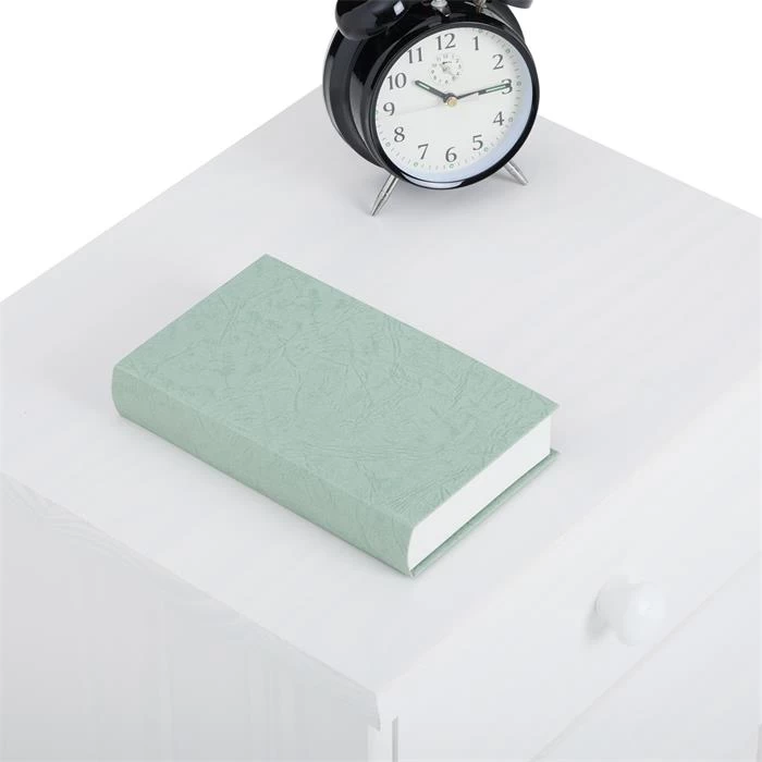 Nachttisch RONDO Aus Kiefer Mit 2 Schubladen, In Weiß 4 Nachttisch RONDO Aus Kiefer Mit 2 Schubladen, In Weiß – Bild 4