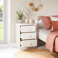 Nachttisch RONDO Mit 3 Schubladen, Kiefer In Weiß 8 Nachttisch RONDO Mit 3 Schubladen, Kiefer In Weiß -Berühmt Möbel 8102 AC2