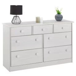 Sideboard RONDO, Kiefer Massiv Mit 7 Schubladen In Weiß