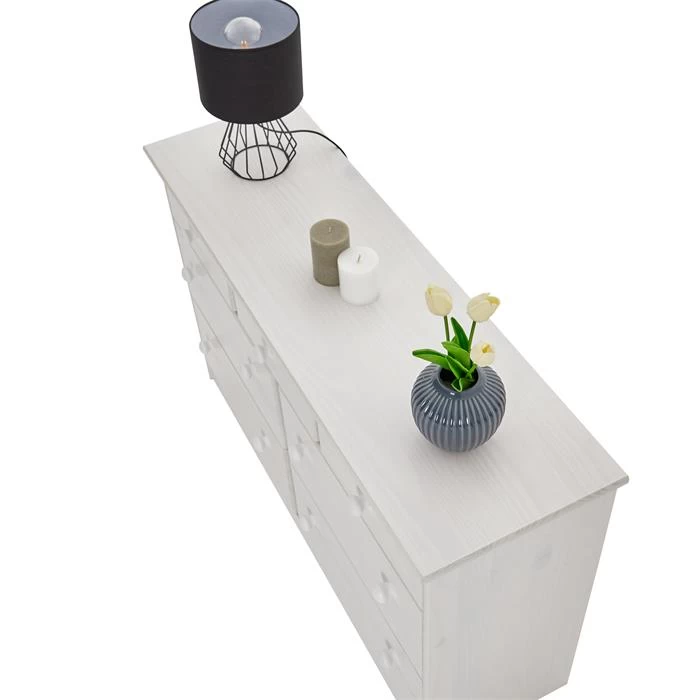 Sideboard RONDO, Kiefer Massiv Mit 7 Schubladen In Weiß 4 Sideboard RONDO, Kiefer Massiv Mit 7 Schubladen In Weiß – Bild 4