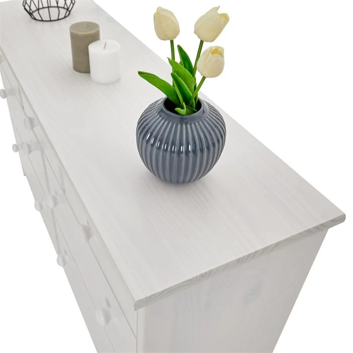 Sideboard RONDO, Kiefer Massiv Mit 7 Schubladen In Weiß 5 Sideboard RONDO, Kiefer Massiv Mit 7 Schubladen In Weiß – Bild 5