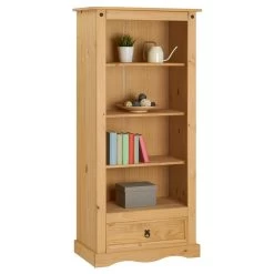 Bücherschrank TEQUILA, Kiefer Massiv Braun, Mexiko