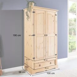 Kleiderschrank TEQUILA, Kiefer Massiv, Mexiko -Berühmt Möbel 81295 A0 5N1