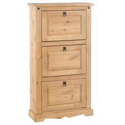 Schuhschrank TEQUILA, Kiefer Massiv, Mit 3 Klappen, Mexiko