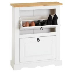 Schuhkipper TEQUILA, Kiefer Massiv, Weiß/braun, Mit 2 Klappen, Mexiko