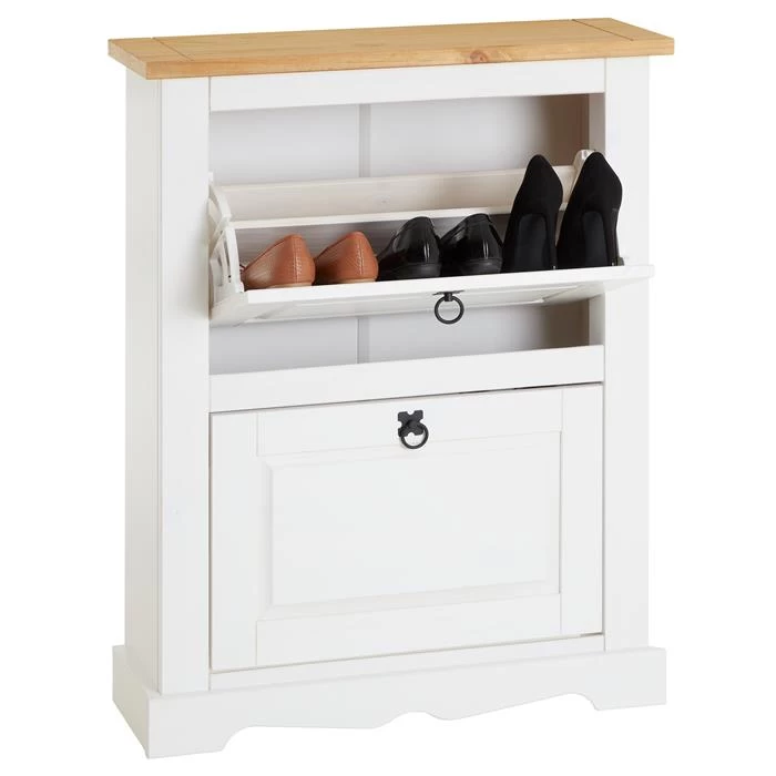 Schuhkipper TEQUILA, Kiefer Massiv, Weiß/braun, Mit 2 Klappen, Mexiko 1 Schuhkipper TEQUILA, Kiefer Massiv, Weiß/braun, Mit 2 Klappen, Mexiko