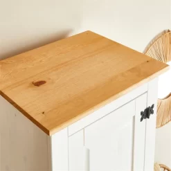 Schuhschrank TEQUILA, Kiefer Massiv Weiß/braun, Mit 2 Schubladen Und 8 Fächer, Mexiko -Berühmt Möbel 81325 AC4