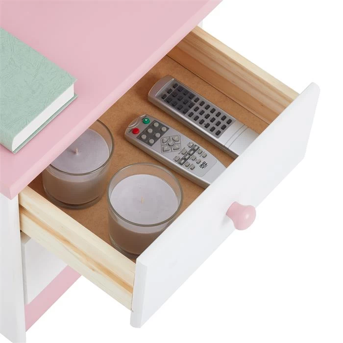 Nachttisch RONDO Aus Kiefer, In Weiß/rosa 5 Nachttisch RONDO Aus Kiefer, In Weiß/rosa – Bild 5