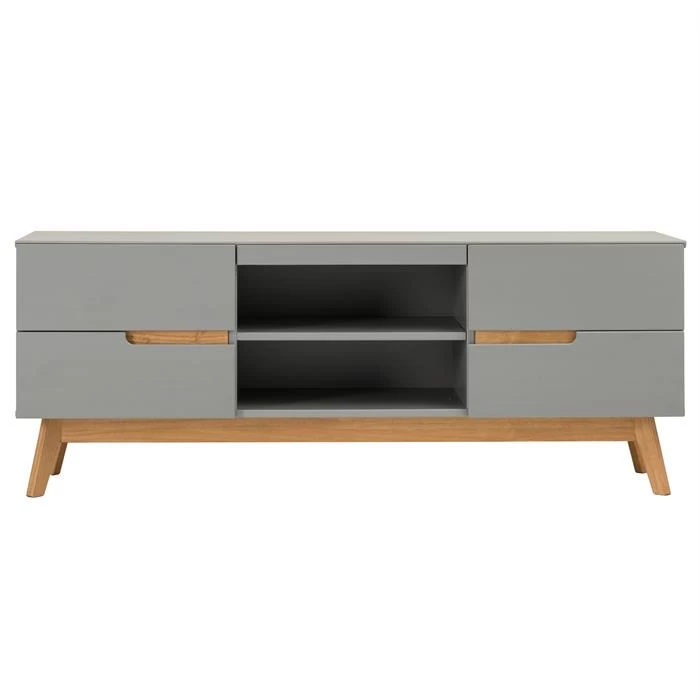 TV Lowboard TIBOR In Grau, Kiefer Massiv 3 TV Lowboard TIBOR In Grau, Kiefer Massiv – Bild 3