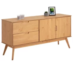 Sideboard TIVOLI, Kiefer Massiv Gebeizt, Mit 2 Türen Und Schubladen