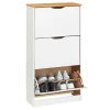 Schuhschrank BASIL Mit 3 Kipper In Weiß/braun, Kiefer Massiv