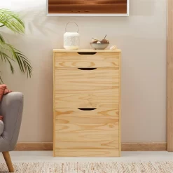 Schuhkipper BASIL Mit 2 Kipper Und In Natur, Kiefer Massiv -Berühmt Möbel 84005 A0 2N