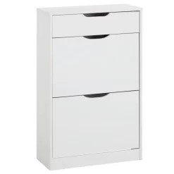 Schuhkipper BASIL Mit 2 Kipper Und 1 Schublade In Weiß, Kiefer Massiv