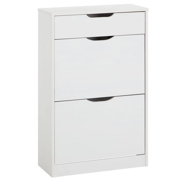 Schuhkipper BASIL Mit 2 Kipper Und 1 Schublade In Weiß, Kiefer Massiv 1 Schuhkipper BASIL Mit 2 Kipper Und 1 Schublade In Weiß, Kiefer Massiv