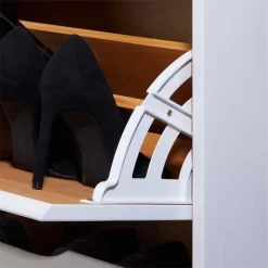 Schuhkipper BASIL Mit 2 Kipper In Weiß/braun, Kiefer Massiv -Berühmt Möbel 84009 A0 7N