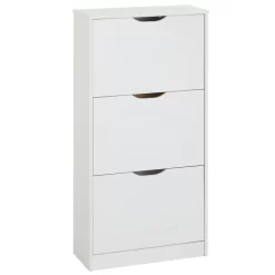 Schuhschrank BASIL Mit 3 Kipper In Weiß, Kiefer Massiv