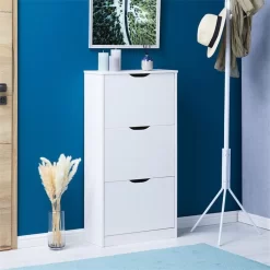 Schuhschrank BASIL Mit 3 Kipper In Weiß, Kiefer Massiv -Berühmt Möbel 84010 A0 3N