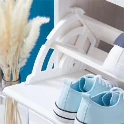 Schuhschrank BASIL Mit 3 Kipper In Weiß, Kiefer Massiv -Berühmt Möbel 84010 A0 5N