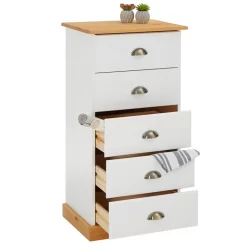 Kommode PARIS Mit 5 Schubladen Und Muschelgriffe In Weiß/braun -Berühmt Möbel 84129 2