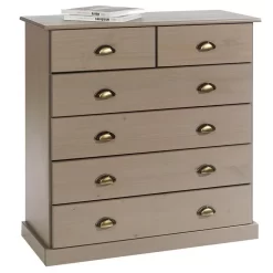 Schubladenschrank PARIS Aus Massiver Kiefer In Taupe Mit 6 Schubladen