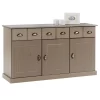 Sideboard PARIS Aus Massiver Kiefer In Taupe Mit 3 Schubladen Und Türen