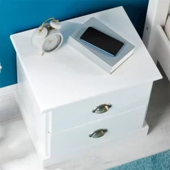 Nachttisch PARIS Mit 2 Schubladen, In Weiß -Berühmt Möbel 84138 AC3