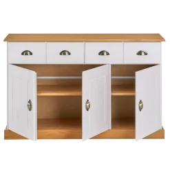 Sideboard PARIS Aus Massiver Kiefer In Weiß/braun Mit 2 Schubladen Und 3 Türen -Berühmt Möbel 84145 3