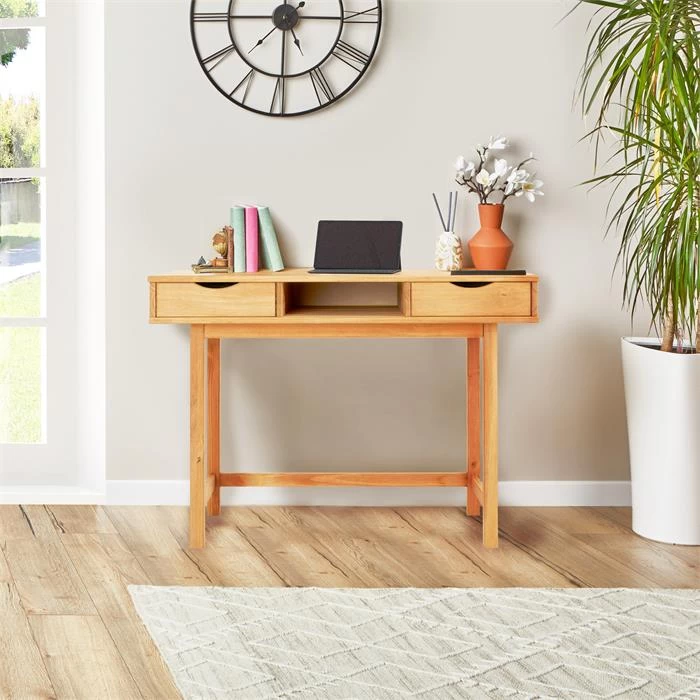 Schreibtisch SALSA Mit 2 Schubladen, Gebeizt Gewachst 2 Schreibtisch SALSA Mit 2 Schubladen, Gebeizt Gewachst – Bild 2