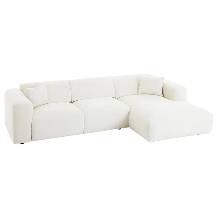 Ecksofa NUBES Inkl. Kissen, Chenille In Weiß 1 Ecksofa NUBES Inkl. Kissen, Chenille In Weiß