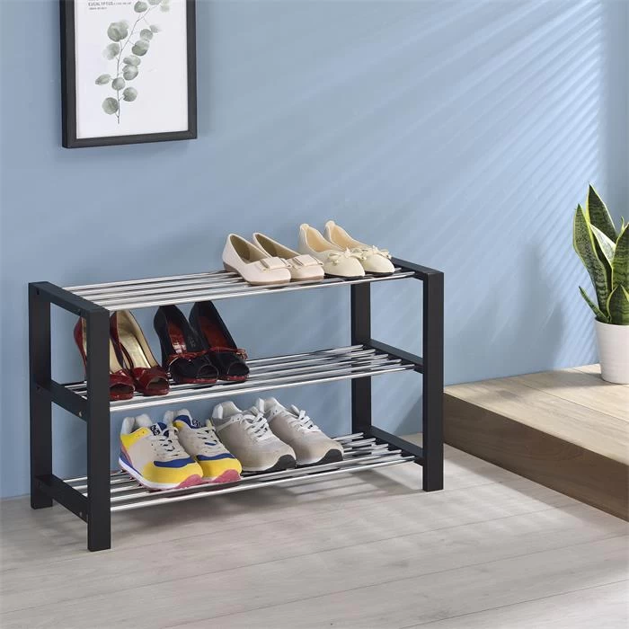 Schuhregal ARINA 3 Böden Schwarz 2 Schuhregal ARINA 3 Böden Schwarz – Bild 2