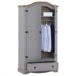 Kleiderschrank RAMON Im Mexiko Stil, Kiefer Massiv, Grau/natur 8 Kleiderschrank RAMON Im Mexiko Stil, Kiefer Massiv, Grau/natur -Berühmt Möbel 93083 2 N