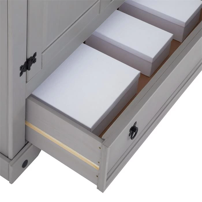 Kleiderschrank RAMON Im Mexiko Stil, Kiefer Massiv, Grau/natur 6 Kleiderschrank RAMON Im Mexiko Stil, Kiefer Massiv, Grau/natur – Bild 6