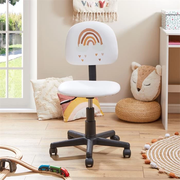 Kinderdrehstuhl RAINBOW Höhenverstellbar, Kunstleder In Weiß 4 Kinderdrehstuhl RAINBOW Höhenverstellbar, Kunstleder In Weiß – Bild 4