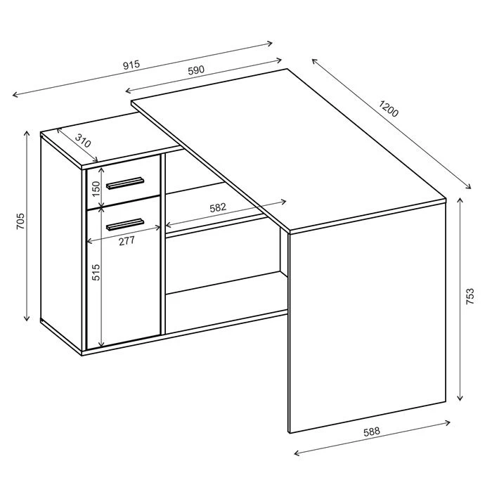 Eckschreibtisch LENA Mit Regal In Sonoma Eiche/weiß 4 Eckschreibtisch LENA Mit Regal In Sonoma Eiche/weiß – Bild 4