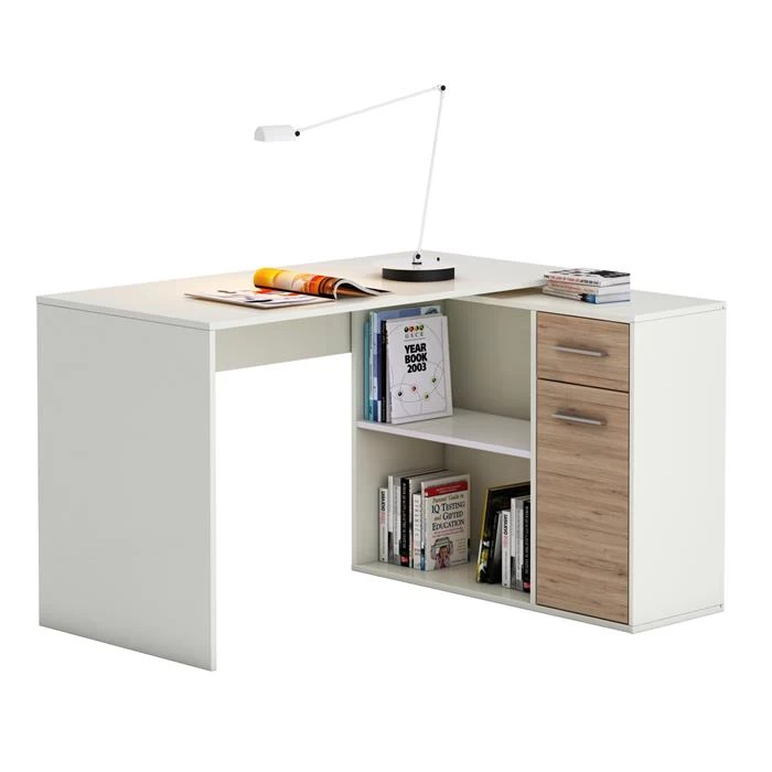 Eckschreibtisch LENA Mit Regal In Sonoma Eiche/weiß 2 Eckschreibtisch LENA Mit Regal In Sonoma Eiche/weiß – Bild 2