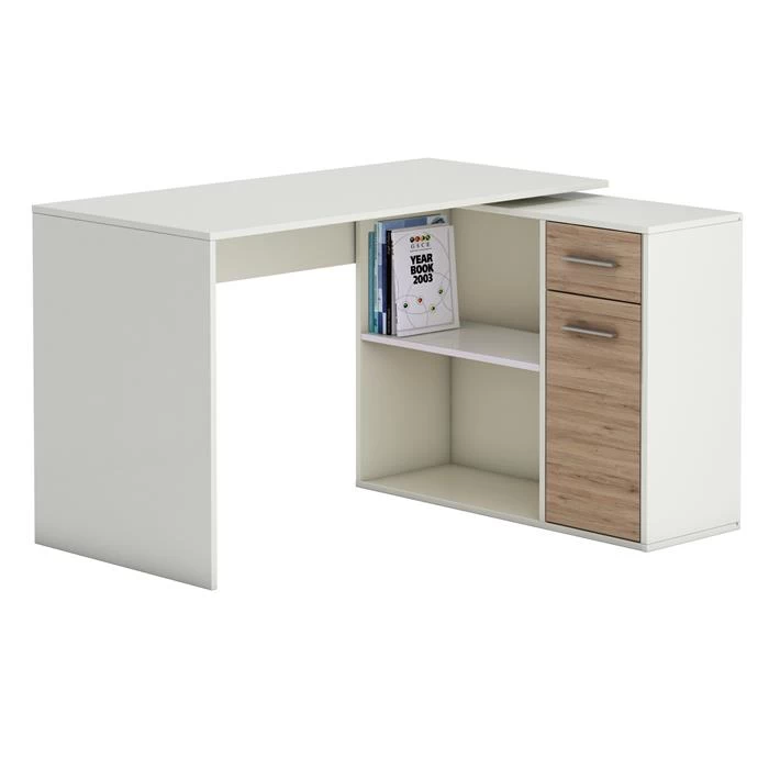Eckschreibtisch LENA Mit Regal In Sonoma Eiche/weiß 1 Eckschreibtisch LENA Mit Regal In Sonoma Eiche/weiß