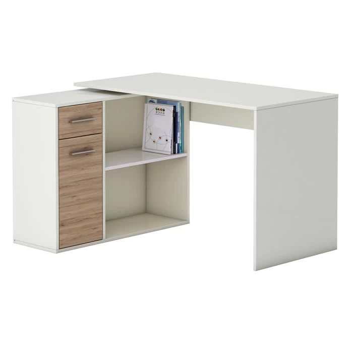 Eckschreibtisch LENA Mit Regal In Sonoma Eiche/weiß 3 Eckschreibtisch LENA Mit Regal In Sonoma Eiche/weiß – Bild 3
