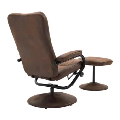 Relaxsessel DAKOTA Mit Hocker Und Stoffbezug Im Wildleder Look / Braun -Berühmt Möbel 93873 3