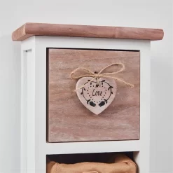 Schubladenkommode FLOWER, Paulownia-Holz Weiß/braun, Mit 1 Schublade Und 3 Körben 9 Schubladenkommode FLOWER, Paulownia-Holz Weiß/braun, Mit 1 Schublade Und 3 Körben -Berühmt Möbel 94001 3