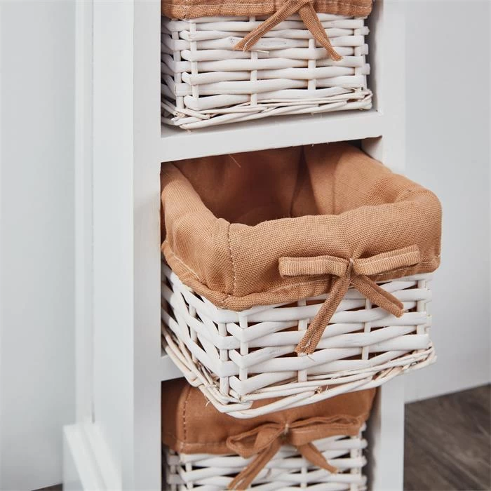 Schubladenkommode FLOWER, Paulownia-Holz Weiß/braun, Mit 1 Schublade Und 3 Körben 5 Schubladenkommode FLOWER, Paulownia-Holz Weiß/braun, Mit 1 Schublade Und 3 Körben – Bild 5