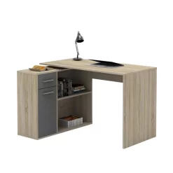 Eckschreibtisch LENA Mit Regal In Sonoma Eiche/grau