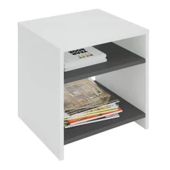 Beistelltisch ALMERIA Weiß/grau Mit 2 Fächern