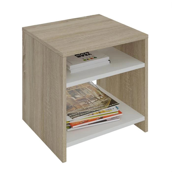 Beistelltisch ALMERIA Sonoma Eiche/weiß Mit 2 Fächern 1 Beistelltisch ALMERIA Sonoma Eiche/weiß Mit 2 Fächern
