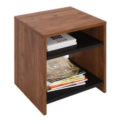 Beistelltisch ALMERIA Nussbaum/schwarz Mit 2 Fächern