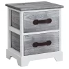 Nachttisch SALERNO Weiß/grau, 2 Schubladen