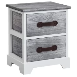 Nachttisch SALERNO Weiß/grau, 2 Schubladen